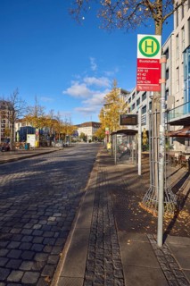 Bootshafen bus stop, public transport NAH.SH, general architecture, modern buildings, cobblestone
