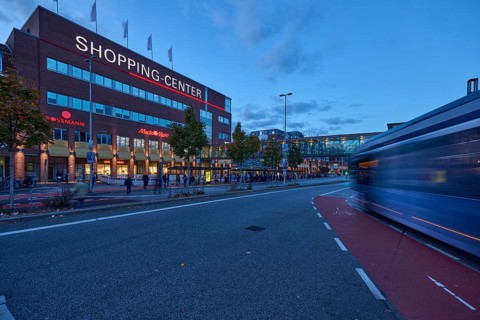 Sophienhof Kiel shopping center, modern architecture, brick building, commercial building, lantern,
