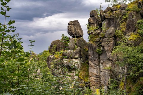 The Nonnenfelsen near Jonsdorf, Zittau Mountains, Upper Lusatia, Saxony, Germany