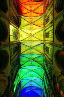 For the Lights On event at CSD Christopher Street Day 2025, the church ceiling of St. Marien will