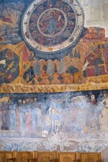 An impressive wall fresco with sacred figures and symbolic representations, Svetitskhoveli