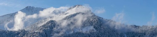 Mountain panorama from Söllereck, 1706m, in winter, Allgäu Alps, Allgäu, Bavaria, Germany