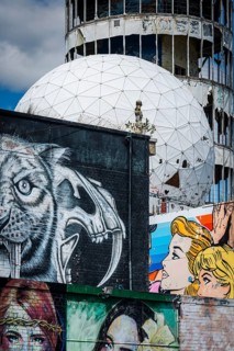Graffiti on the former US eavesdropping facility on Teufelsberg in Grunewald, Berlin, Germany
