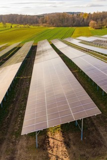 Detailed view of solar systems in open fields, energy revolution, construction of PV open space,