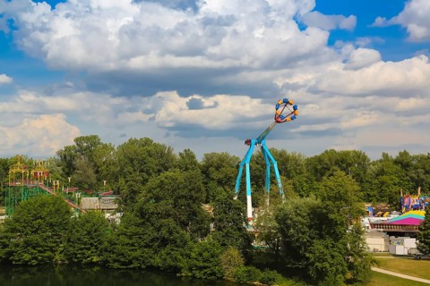 Fairground in Ulm Friedrichsau, folk festival, hustle and bustle, amusement park, amusement