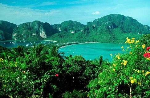 View of the island from the viewpoint one year in front of the tsunami, Ko Phi Phi Don, Thailand,