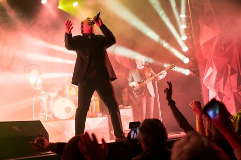 Claudius Dreilich, singer of Karat live on 50 years of KARAT tour in Berlin's Max-Schmeling-Halle