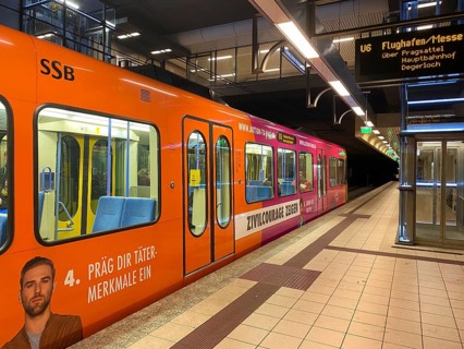 Subway, light rail, advertising for civil courage, perpetrator profile, violence, Maybachstraße