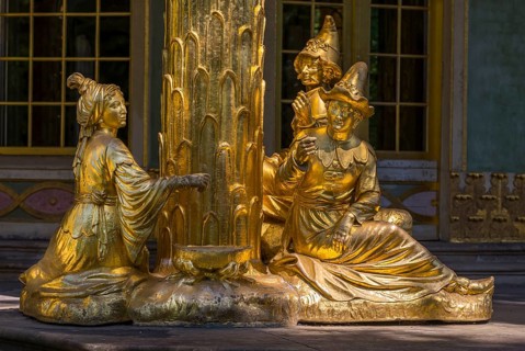 Golden sculptures as façade decoration from the Chinese House, Sanssouci Park, Potsdam