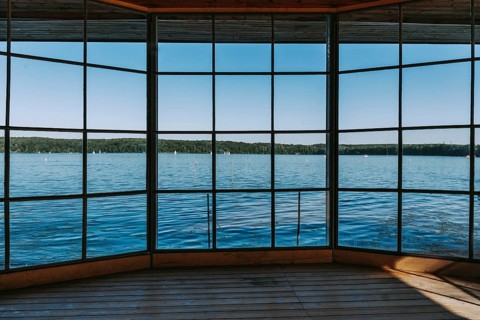 View through a panoramic window, Wannsee, Berlin