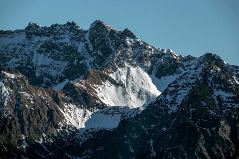 View from the high-altitude hiking trail from Bolsterlanger Horn to Riedberger Horn, back mountains