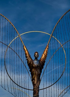 Golden angel, angel figure, angel motif, baroque Christmas market, evening light, Ludwigsburg,