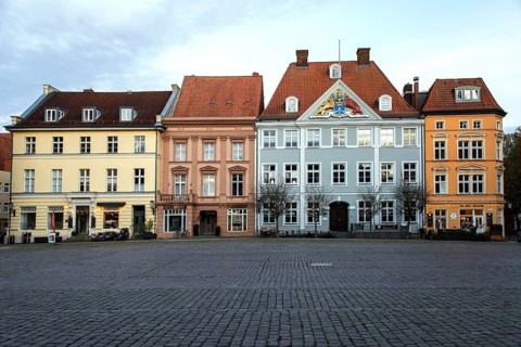Houses in the historic old town of Stralsund, Alter Markt, UNESCO World Heritage Site,