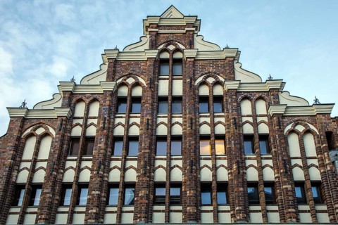 Gable of the house in Badenstraße 45, Hanseatic City of Stralsund, Vorpommern-Rügen District,