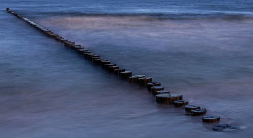 Grooves in the sea, panorama, long exposure, Zingst, Fischland-Darß-Zingst, Western Pomerania