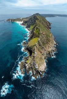 Aerial view, cliffs and sea at Cape of Good Hope, Cape Point Lighthouse, Cape Peninsula, Cape Point