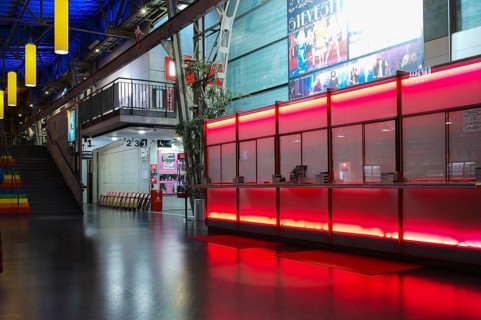 Interior view of Theaterhaus, Box Office, Foyer, Siemensstraße, Stuttgart, Baden-Württemberg,