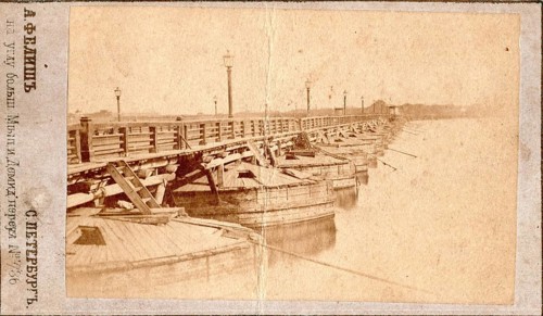 Carte de Visite, CdV, pontoon bridge across the Neva, 1860s, St. Petersburg, Russia