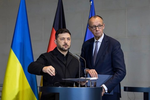 Volodymyr Zelensky (President of Ukraine) and Friedrich Merz (Chancellor of the Federal Republic of