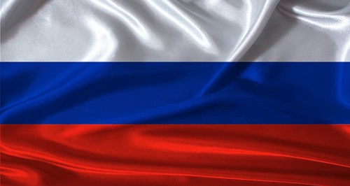 National flag of Russia with cloth texture. Russia flag with realistic texture background
