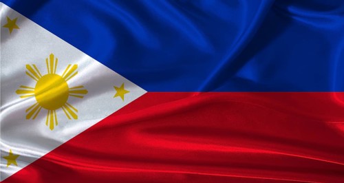 National flag of the Philippines with cloth texture. Philippines flag with realistic texture
