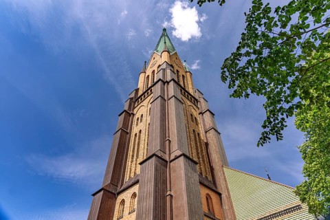 The tower of St. Peter's Cathedral, City of Schleswig, Schleswig-Holstein, Germany