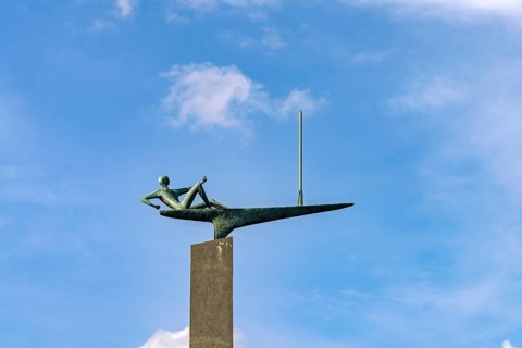 Sculpture The Sailor in Kiel Harbour, Schleswig-Holstein, Germany