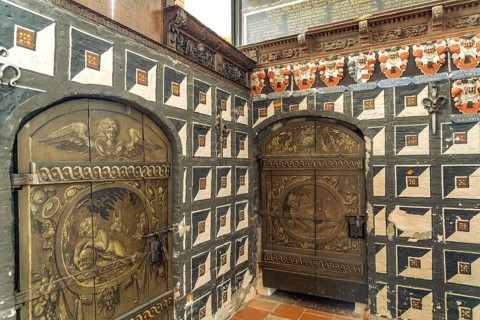 Buchwaldt and Pogwisch tombs in the interior of St. Nicolai Church in Eckernförde,