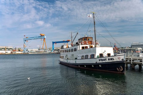 The traditional ship MS Stadt Kiel in the port of Kiel, Schleswig-Holstein, Germany