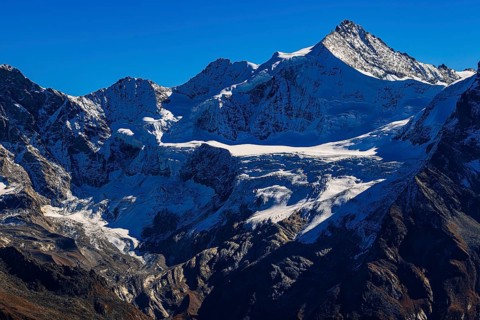 Snow-capped peak of Mount Zinalrothorn, Val d'Anniviers, Valais Alps, Canton of Valais, Switzerland