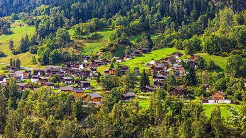 The mountain village of Mayoux, Val d'Anniviers, Valais Alps, Canton of Valais, Switzerland
