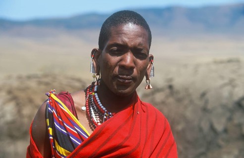 Portrait of a Maasai man, Ngorongoro Crater, Tanzania, Africa, June 2000, vintage, retro, old,