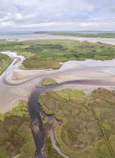 Aerial view of river structures, Inishkeel, County Donegal, Ireland