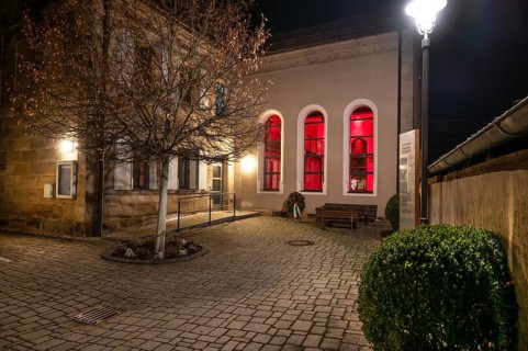 Synagogue in evening lighting, Ottensoos, Middle Franconia, Bavaria, Germany