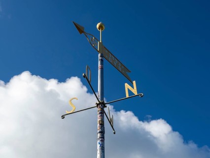 Weather vane and wind arrow, Scharfenstein, Zittau Mountains, Germany