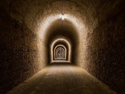Tunnel del Castillo, Coripe Mountain Tunnel, illuminated longest tunnel on cycle path Via Verde de