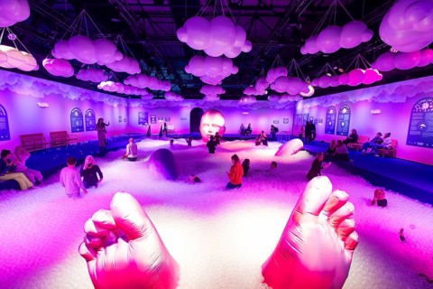 Ball pit at the opening of Bubble Planet - The Adventure Museum for All Senses at Arena Berlin,