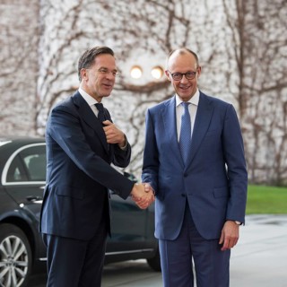 Mark Rutte (Secretary General of NATO) and Friedrich Merz (Chancellor of the Federal Republic of