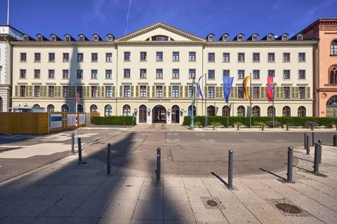 Hessian state parliament, former court marshal's office, classicism style, entrance area, façade