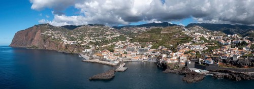 Aerial view of Camera de Lobos fishing village, Madeira, Portugal
