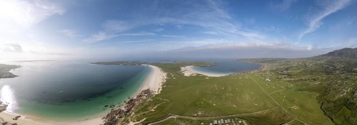 Aerial view of Gurteen Beach and Dog's Bay, Roundstone, County Galway, Ireland