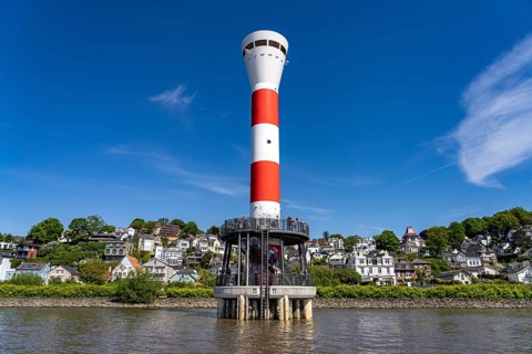 The Blankenese lighthouse on the Elbe in Hamburg, Germany