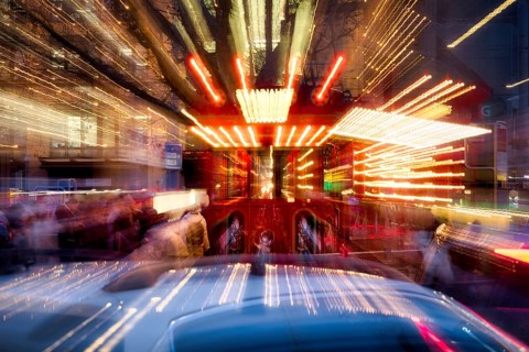 Zurich fairy tale tram with light trails, tram as fairy tale, Zurich, Canton of Zurich, Switzerland