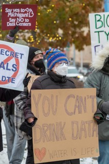 Detroit, Michigan - Residents picket DTE Energy, opposing the electric utility's plan to provide