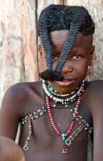 Portrait, girl, Himba children, traditional Himba village, Kaokoveld, Kunene, Namibia