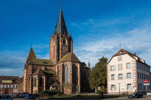 Gothic Church of St. Peter and Paul, Saints-Pierre-et-Paul, Wissembourg, Weissenburg, Alsace,