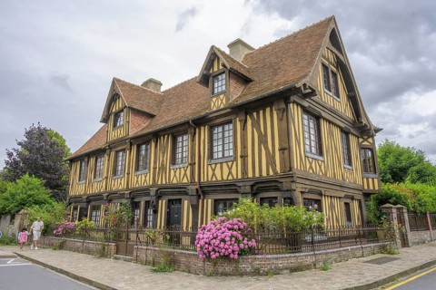 Old town with half-timbered houses in, Beuvron-en-Auge, Calvados Department, France