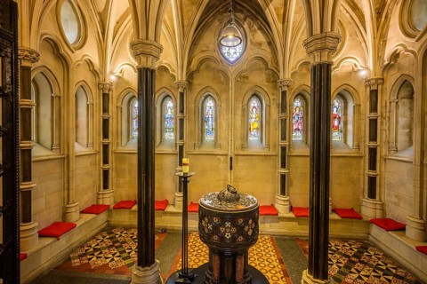Christchurch Cathedral side chapel with baptismal font, Dublin, County Dublin, Ireland