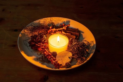 Advent decoration burning candle, Zug, Switzerland