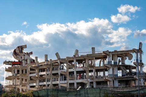 Washington, DC - Demolition of RFK Stadium. The stadium hosted baseball, football, soccer, and